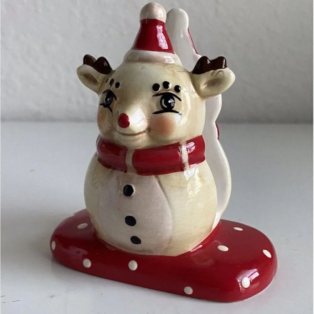 Johanna‎ Parker Christmas Reindeer Ceramic Napkin Holder Holiday NEW